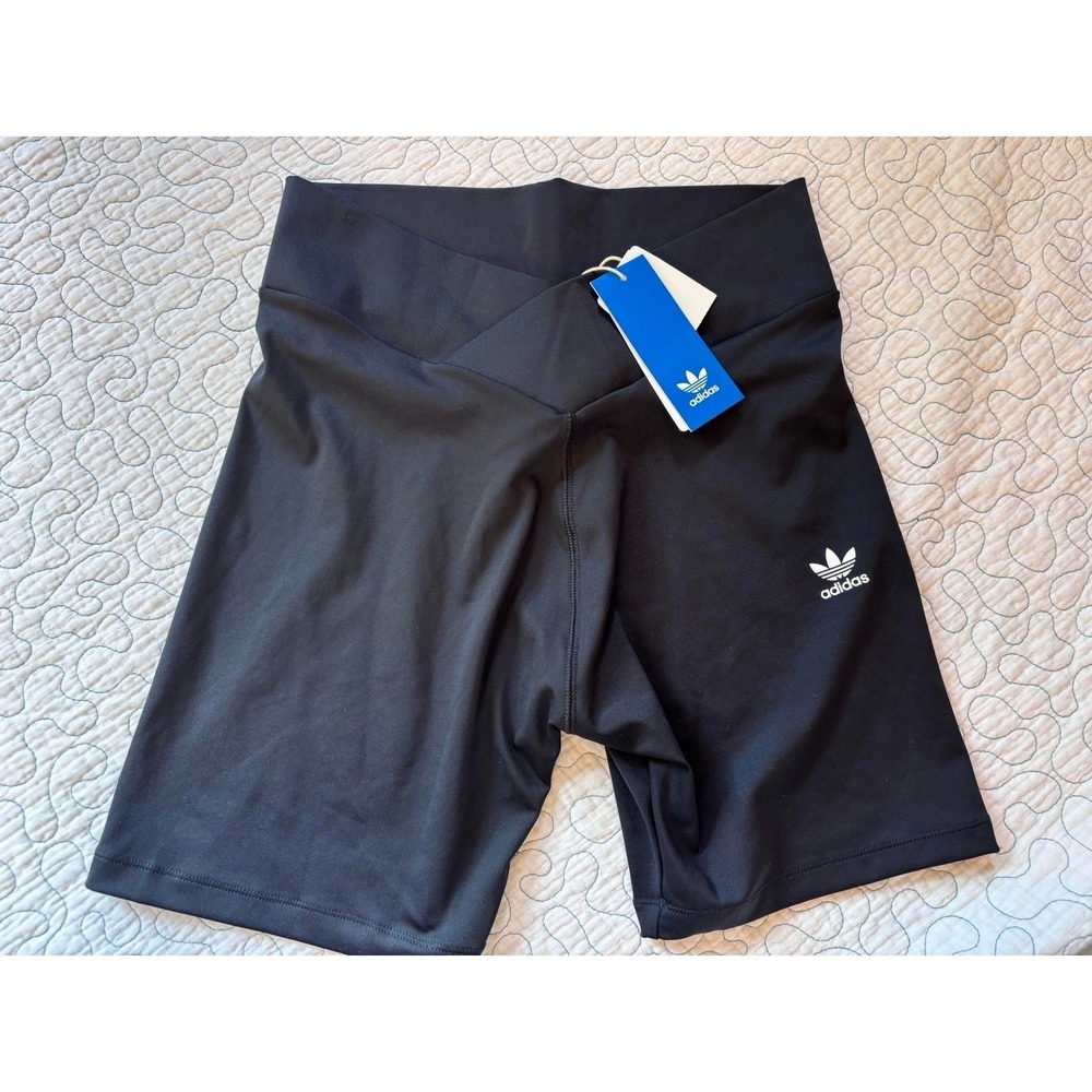 Adidas Originals Womens Black Crossover High Waist Biker Shorts Size Large